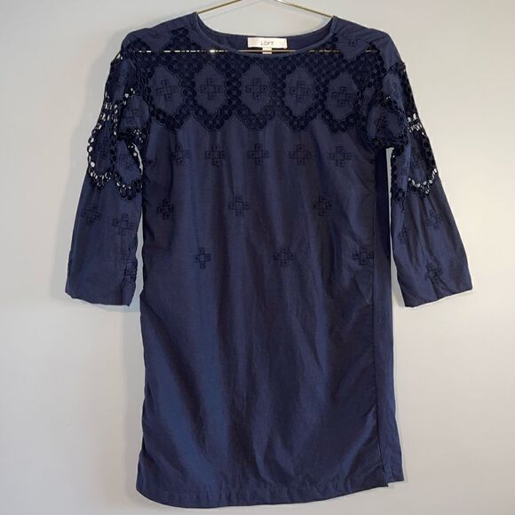 Ann Taylor LOFT Embroidered Shift Dress - Picture 1 of 8